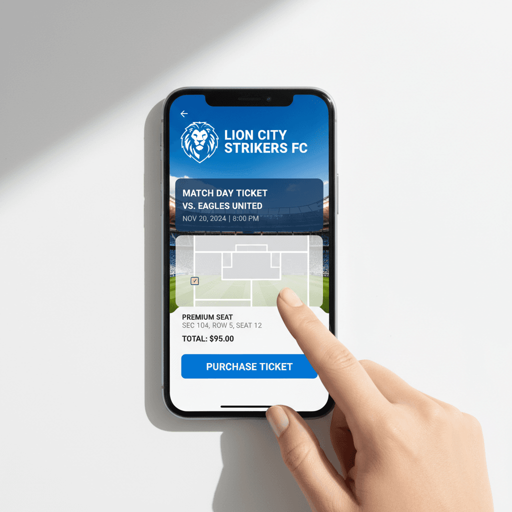 Online ticket sales interface on smartphone