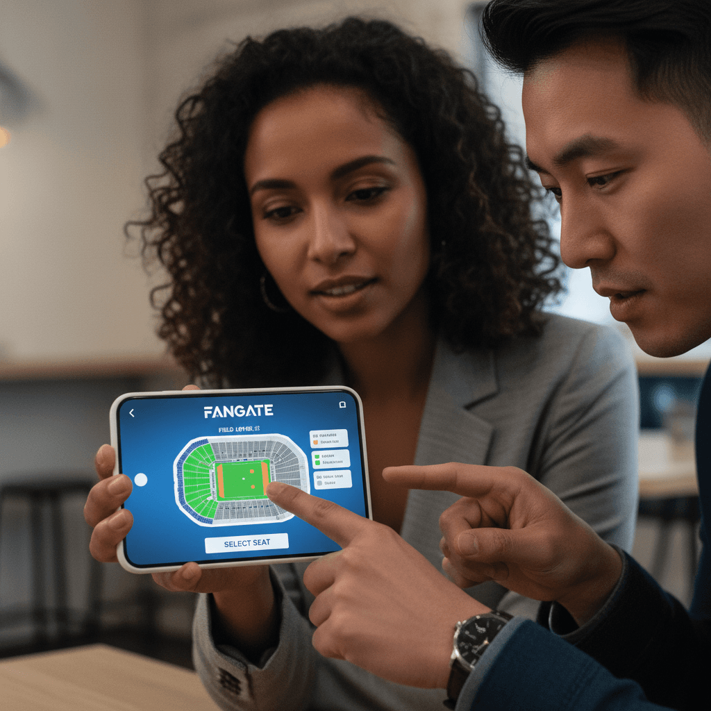 Customer selecting reserved seats on FANGATE stadium map