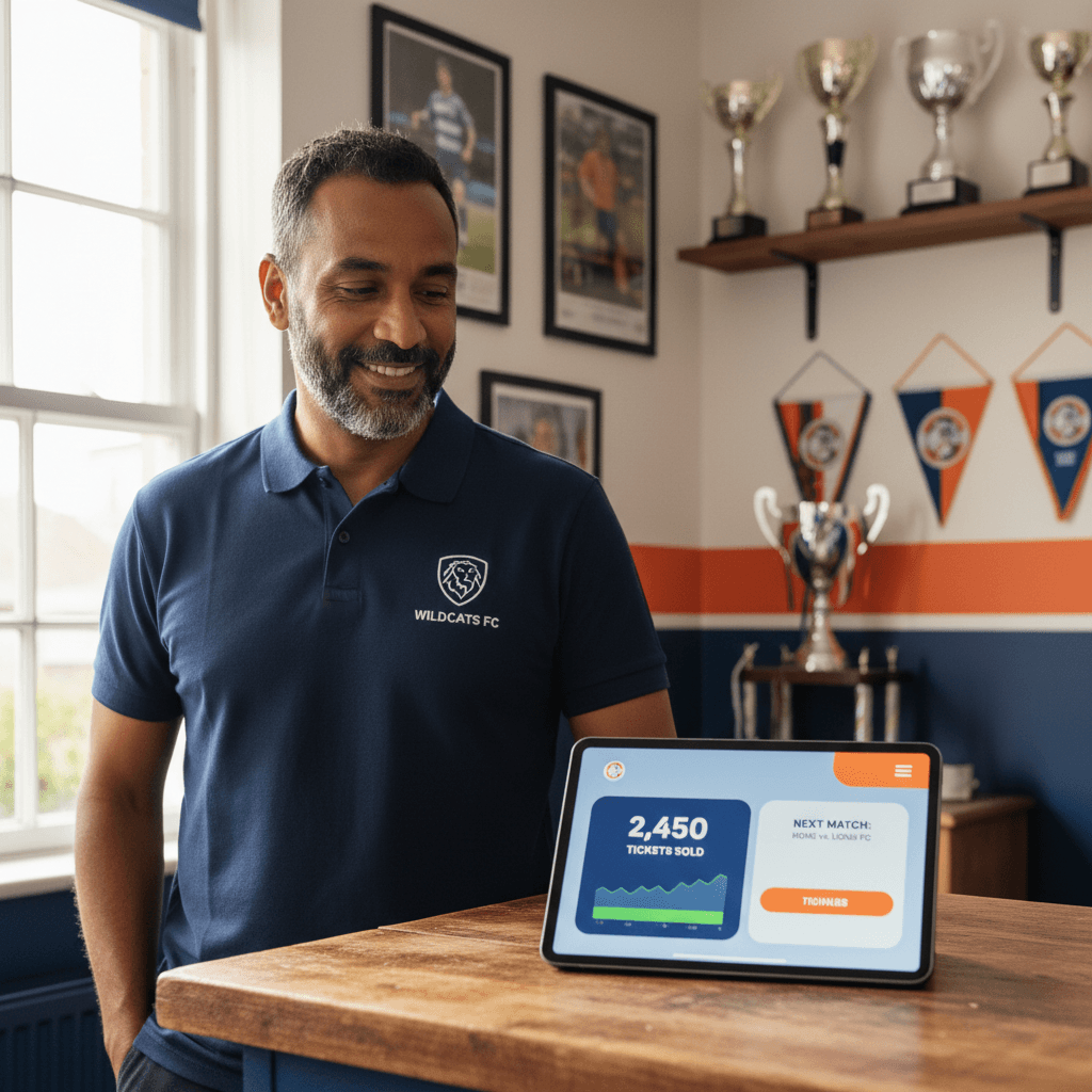 Grassroots club using FANGATE Starter plan on tablet