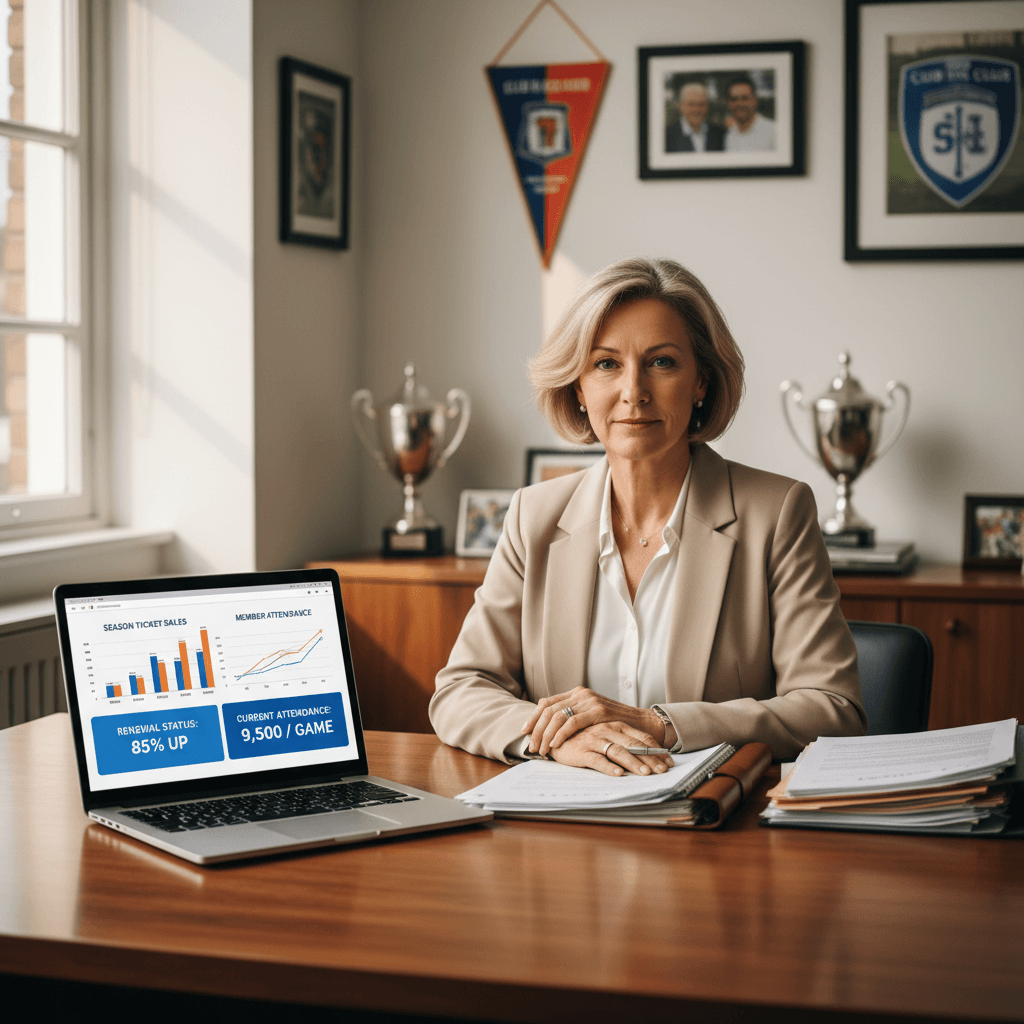 Season ticket management dashboard on laptop